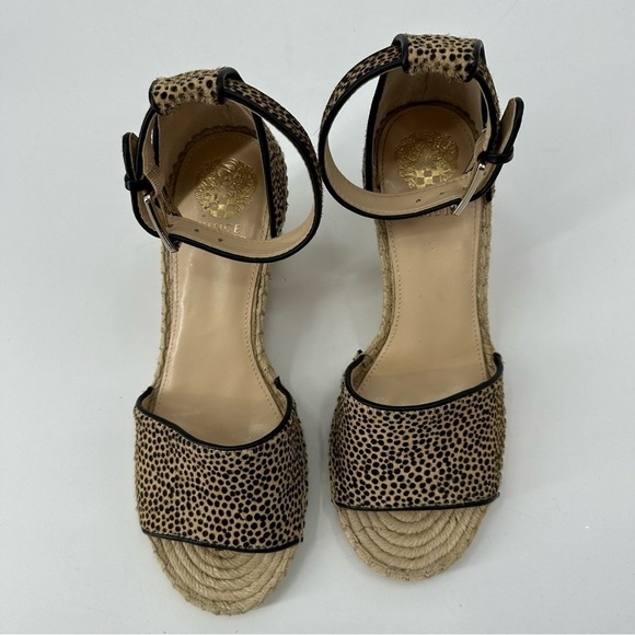 Vince Camuto Leera Espadrille Wedge Sandal Cow Hair Cheetah Print Size 10 - Picture 3 of 11